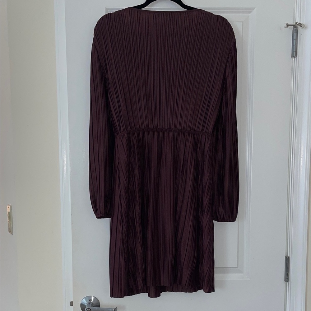 Black Tape Long Sleeve Dress in Rich Burgundy - Picture 7 of 11